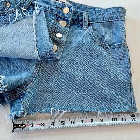 PINKYOTTO Denim Shorts New York Denim Frayed Skort Pockets Y2K - Picture 5 of 11
